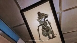 Traditional wayang kulit shadow puppet artwork displayed in Yogyakarta, representing the history of Yogyakarta through classical Javanese storytelling and cultural heritage.